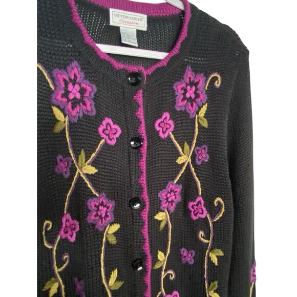 Victor Costa Sweater Dress Floral Knee Length - Picture 8 of 11